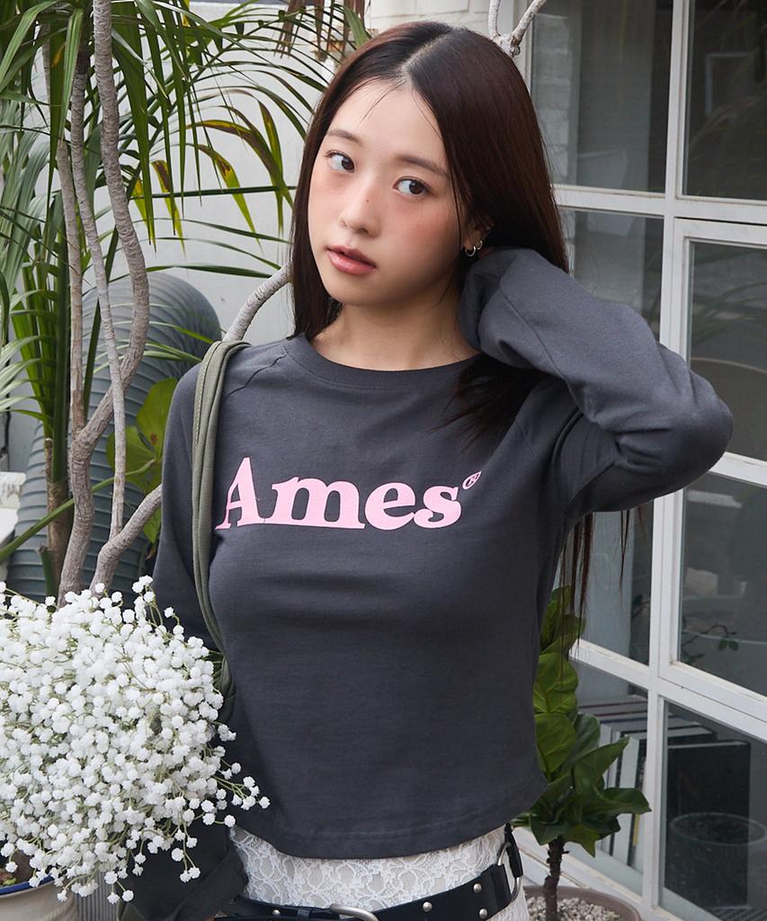 AMES-WORLDWIDE Basic Logo Longsleeve Tee Charcoal