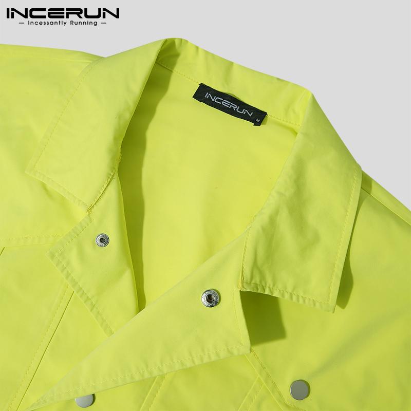 INCERUN Большие мужские короткие пальто с длинным рукавом, повседневная верхняя одежда карго