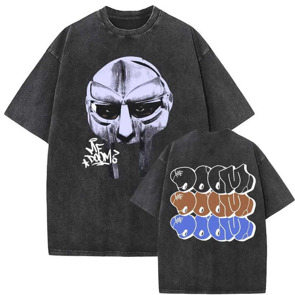 Стирка Винтажная Рэперская Mf Doom MM FOOD Графический Принт Футболка Мужчины Женщины Хип-Хоп Мода Футболки Мужской Повседневный Оверсайз Уличная Одежда