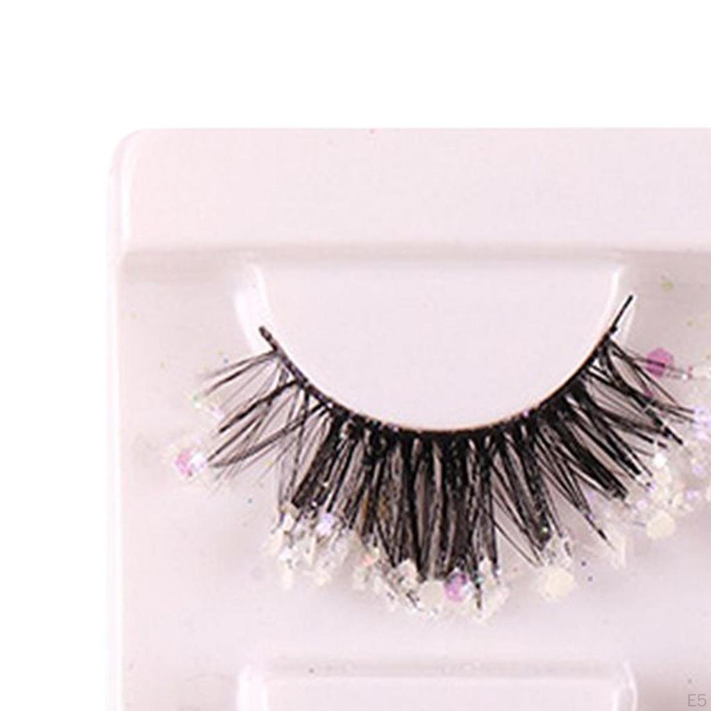 3 Pairs Colorful Luminous Glitter False Eyelashes Fun Decorative Long Dramatic Shiny