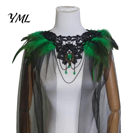 Elegant Gothic Accessory Feather Cloak for Men Women, Halloween Tulle Cape with Dark Aesthetic Costume Shawl Shrug Shoulder Wrap Witch Cosplay