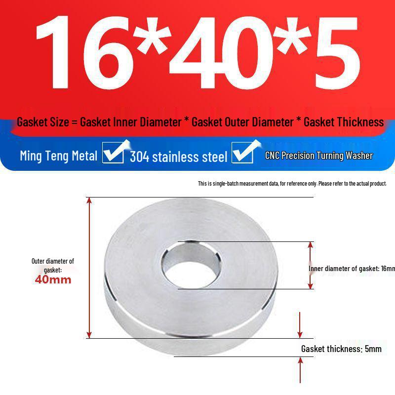 304 Stainless Steel Heavy Duty Thickened Flat Washer - Precision CNC Machined, Custom Non-standard Processing Available