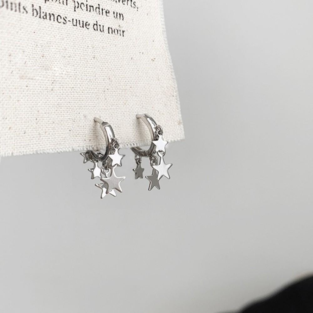 Light Luxury Pentagram Tassel Earrings Cool Small Ear Stud Simple Star Hoop Earrings Party