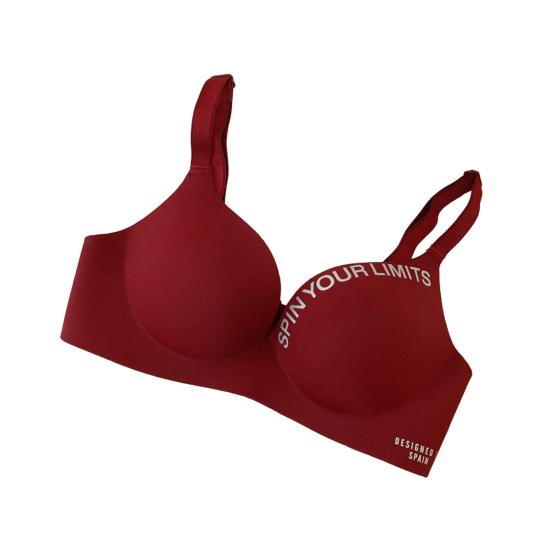 Women Bra Letter Print Adjustable Strap No Steel Ring Push Up Seamless Breast Support 3/4 Cup Stretch Women Brassiere Women Underwear