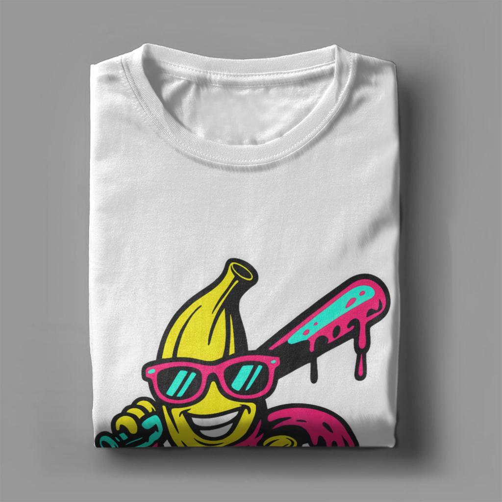 Vintage Banana Funny Baseball TShirt Unisex Crewneck Pure Cotton T Shirts Short Sleeve Tees Printed Tops