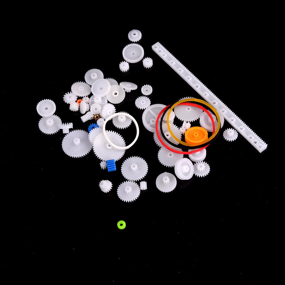 60 Pcs Plastic Gear Set Diy Rack Pulley Belt Worm Single Double Gears