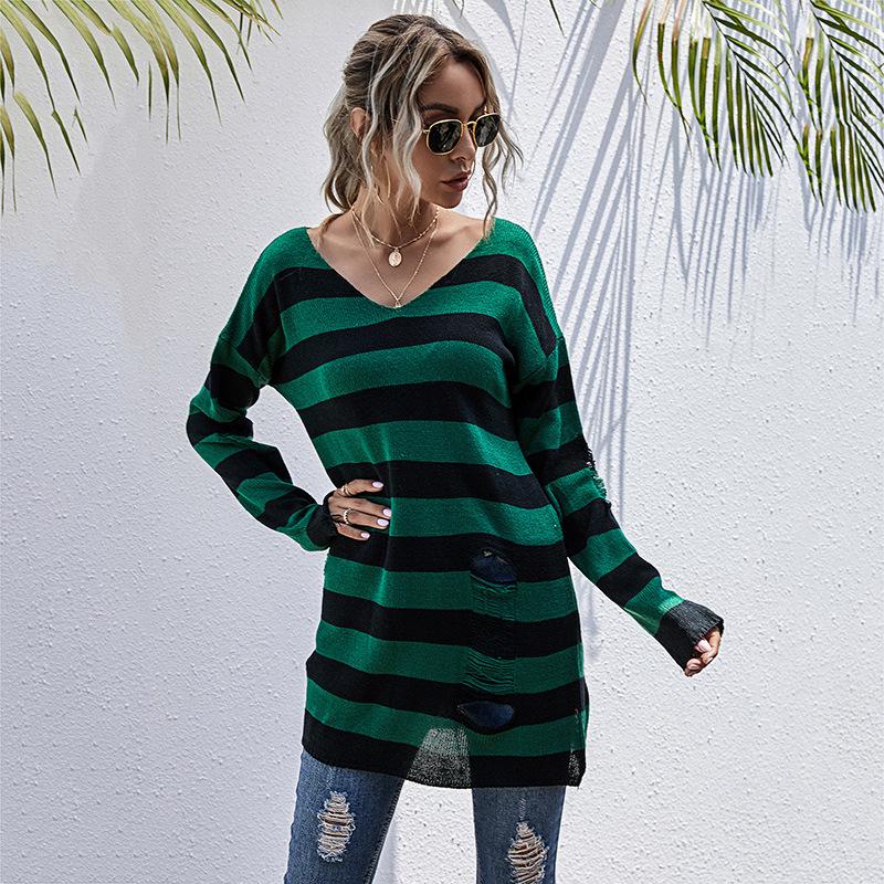 Women's Sweater, Striped, Long Sleeve