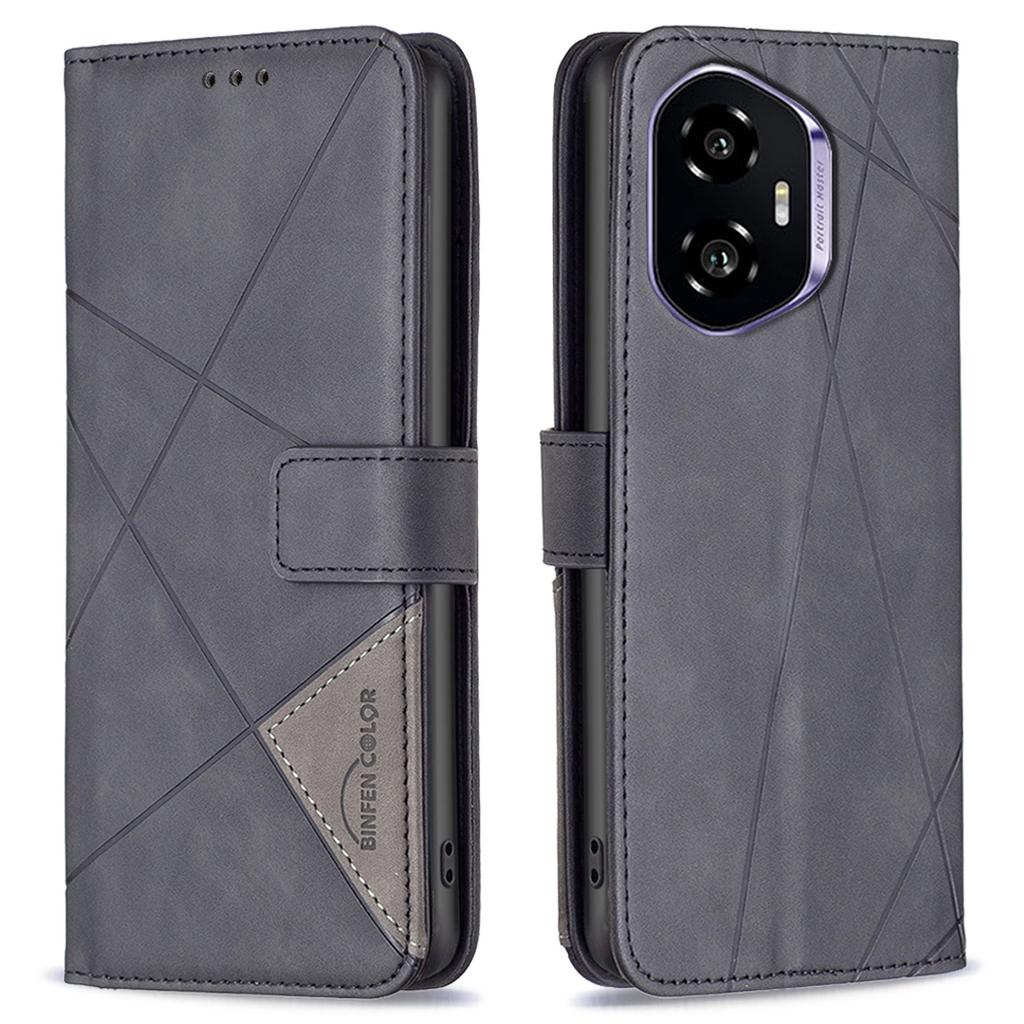BINFEN COLOR For Honor 300 Phone Cases Wallet Stand Geometry Imprinted Leather Cover