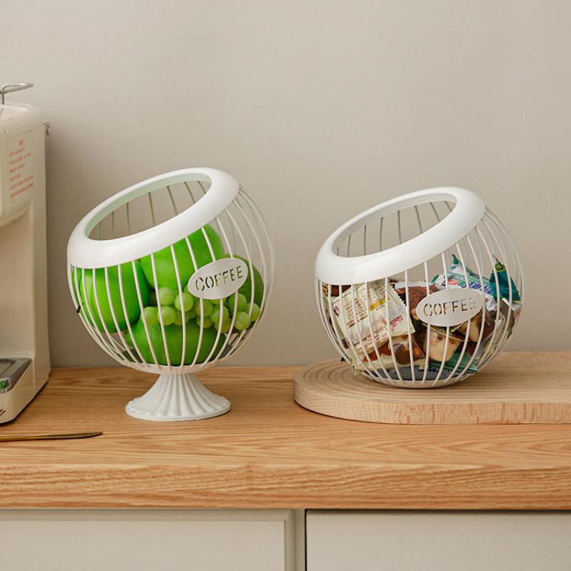 Творческая корзина для фруктов, железный органайзер для кофейных капсул, синяя корзина для хранения сухофруктов, диагональная корзина для бытовых товаров