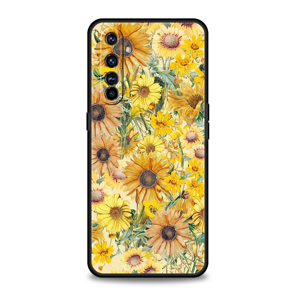 Мягкий ТПУ Чехол Для Realme C67 C63 C55 C53 C25 C21 10 11 12 13 GT 2 3 5 Pro Plus 5G Чехол Для Телефона Летний Подсолнух Цветочный Цветок Сумка
