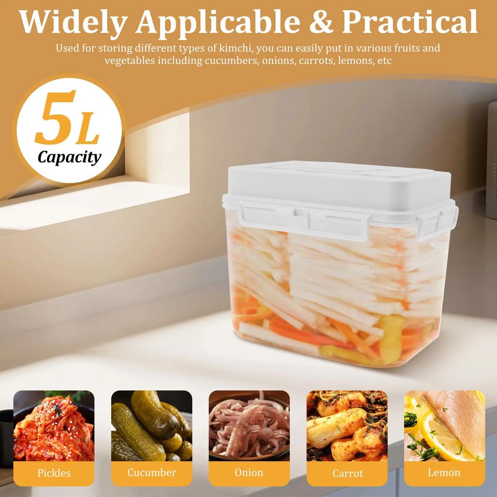 4/5 л Банка для солений Герметичный контейнер для ферментации солений для соленых огурцов, корнишонов, квашеной капусты, оливок, кимчи