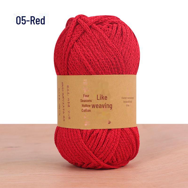 Four Seasons Cotton Thread for Crochet: Hollow, Round Ply Yarn Ball for DIY Material Bags