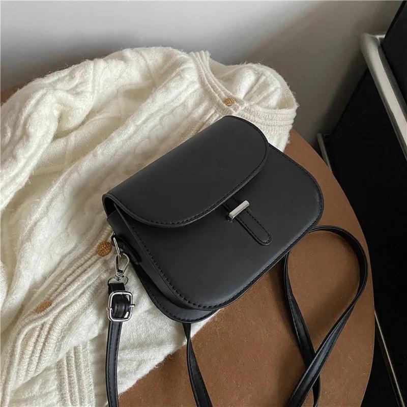 Fashion Women Crossbody Saddle Bag PU Leather Small Handbags Purses Retro Semicircle Designer Messenger Bags Female Clutch Tote