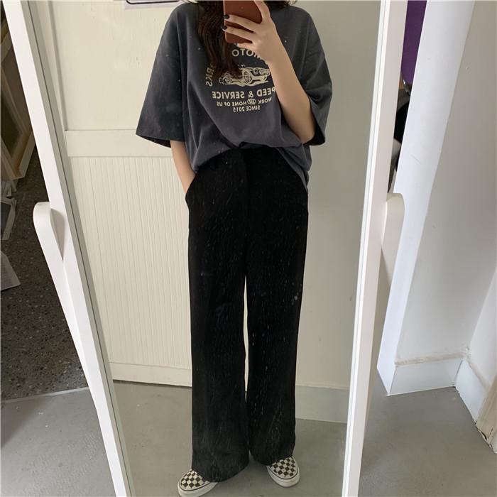 Летняя корейская футболка свободного кроя с коротким рукавом женская большого размера