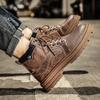 Men's Fashion Korean Casual Boots Spring and Autumn New Versatile Thick Bottom Anti Slip Comfortable Leather Boots Men's Shoes