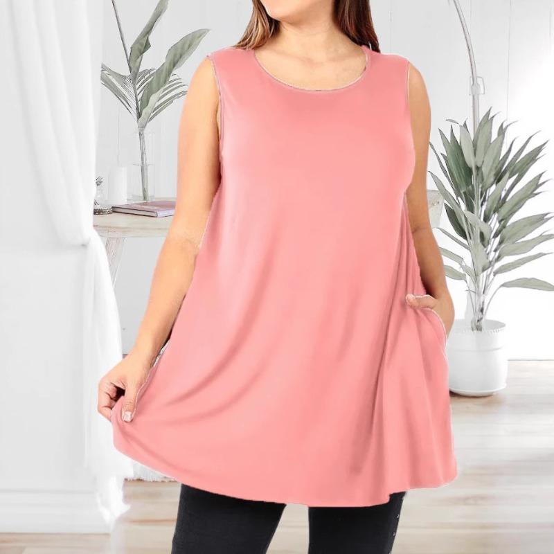 DICFY Women's Fashion Casual Summer Spring Sleeveless O-Neck Blouses & Shirts
