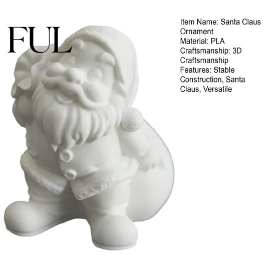 Desktop Figurine Santa Claus Ornament, with Stable Base, 3D Printed Hand Painted Holiday Figures Matte White Statue for Christmas Party Home Decor DIY
