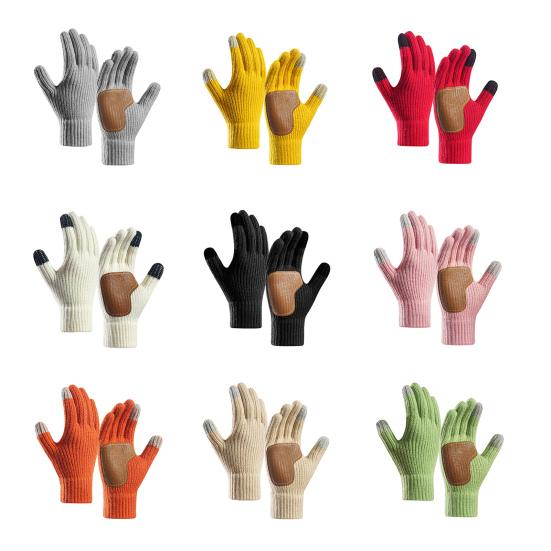 Зимние сенсорные перчатки мужские женские теплые вязаные перчатки с противоскользящей ладонью утолщенные термоперчатки для активного отдыха, велоспорта, повседневных прогулок