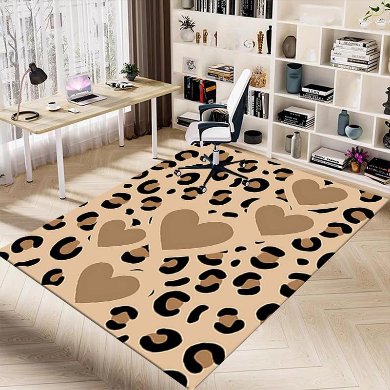 1PC Leopard print Heart Non-Slip Floor carpet, suitable for Office, bedroomand playrooms. It can also be used as a sofa footrest cover-T40
