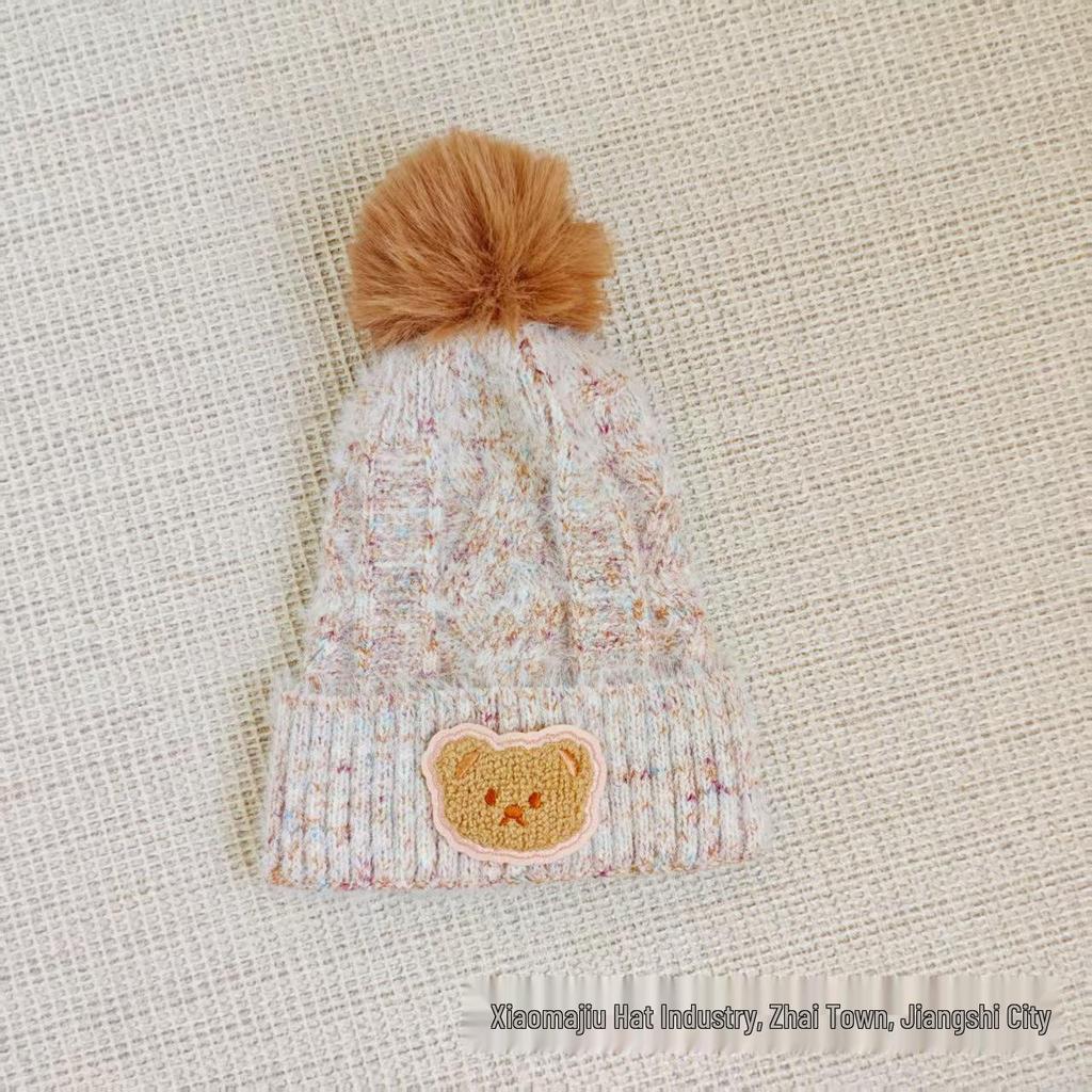 Cozy Autumn/Winter Knit Beanie for Boys and Girls – Cute Pom-Pom Bear Design