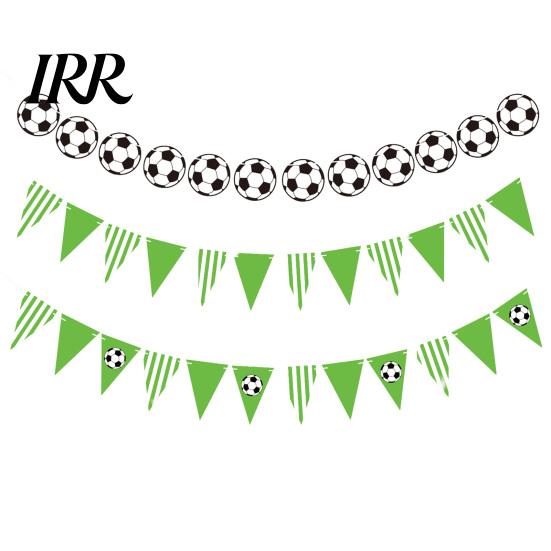 Birthday Football Banner Soccer Party Pennant Triangle Flags Balls Garland Sports Theme Hanging Paper Bunting for Fans Home Supplies Bright Color