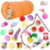 22Pcs Cat Toys Kitten Assortments Tunnel Feather Teaser Mice Ball Bell Set
