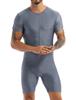 Мужские цельные шорты-боксеры с короткими рукавами и молнией спереди, трико, боди, комбинезон