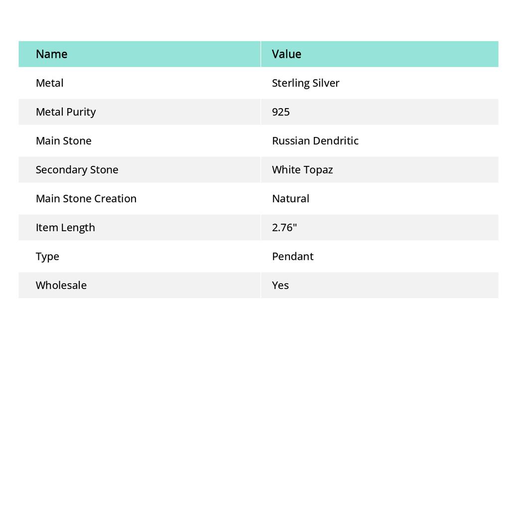 Натуральный российский дендритовый, белый топаз, кулон из стерлингового серебра 925 пробы 2,76" f0f57