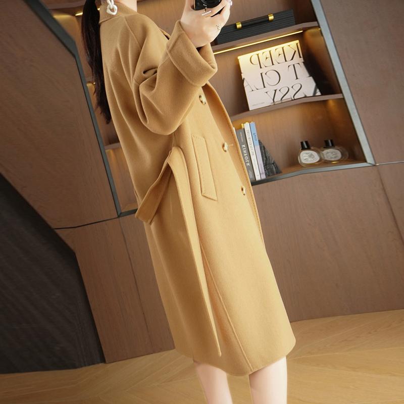 Женское пальто из 100% шерсти TIDENOVEL Осеннее шерстяное длинное пальто Ручной работы Пальто-бушлат Зимняя теплая шерстяная длинная куртка Пальто