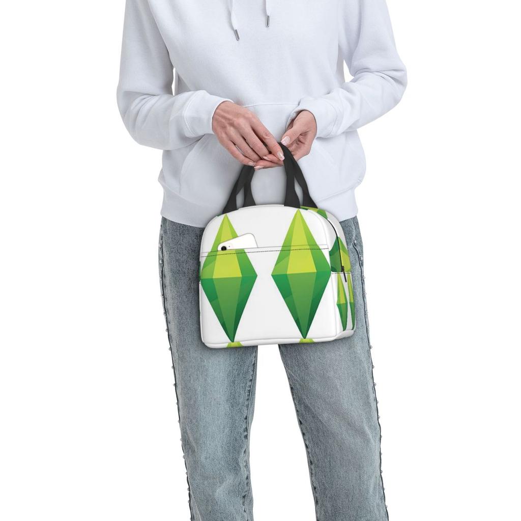 The Sims 4 Plumbob Изолированная сумка-ланчбокс для женщин и детей, портативные контейнеры для еды, термосумка, сумка-тоут
