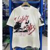 Vintage Washed Cotton Long Sleeve Tee With Bold Letter Print Loose Fit Crewneck Men