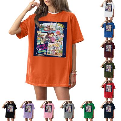 Женская повседневная модная футболка с круглым вырезом, принтом и коротким рукавом