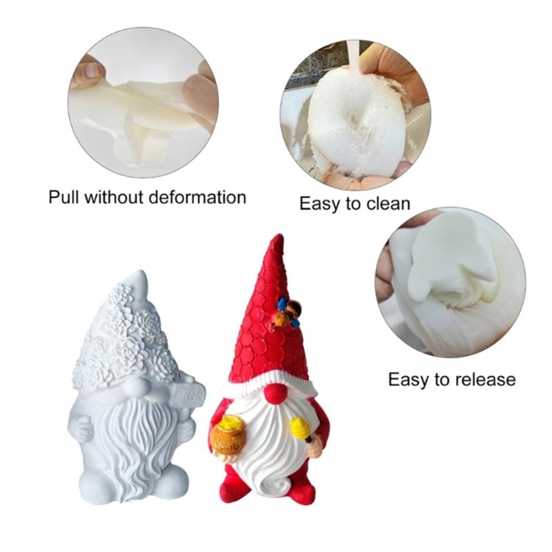 4Pcs Dwarf Santa Decoration 3D Candle Moulds  Candle Epoxy Mold Handmade   Wax Soap Molds for Decorations