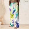 Men s Plus Size Navy Blue Printed Drawstring Waist Straight Leg Beach Pants With Pockets