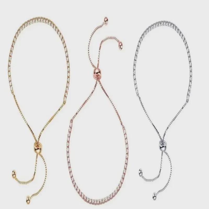 Элегантный регулируемый браслет-цепочка со стразами и микро-инкрустированными кристаллами