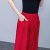 Women's Spring Summer and Autumn Thin Section of Pure Colour Cotton and Linen Leisure Comfortable Breathable Seven-minute Wide Legged Trousers