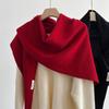 Женская треугольная шаль из 100% чистой шерсти: Вязаный шарф, однотонный, высококачественный и универсальный утеплитель для шеи