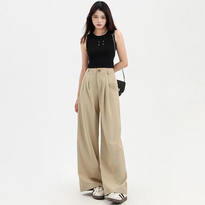 Костюмные брюки для женщин Весна Высокая талия Свободные облегающие брюки для женщин Повседневные широкие брюки для женщин Весна Повседневные брюки для женщин Весна