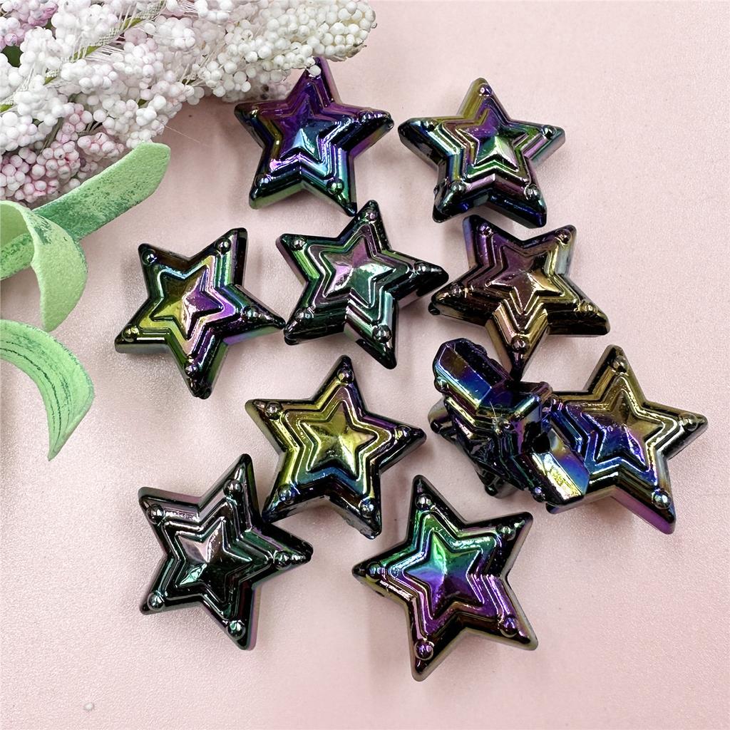 Свободные бусины ручной работы, модные акриловые красочные пентаграммы 22,8 мм, DIY Изготовление ювелирных изделий, 10 шт., материал ручной работы