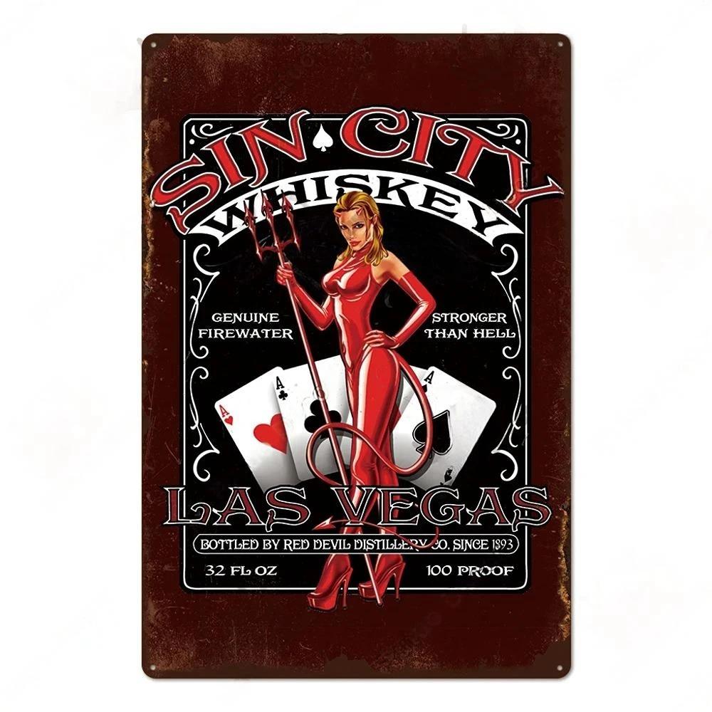 Vintage Bar Whisky Plaque Metal Club Tin Metal Logo Badge Girl Decor Garage Club Bar Men's Cave Bar Cafe Wall Decoration