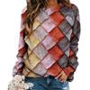 Women Sweater Top Colorful Print Round Neck Long Sleeve Loose Pullover For Retro Spring Top Sweater
