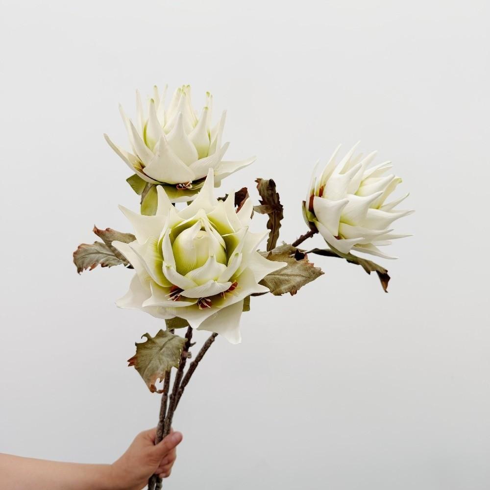 Flocked Artificial Emperor Protea Flowers Artificial Artichoke Flower Living Room Ornaments