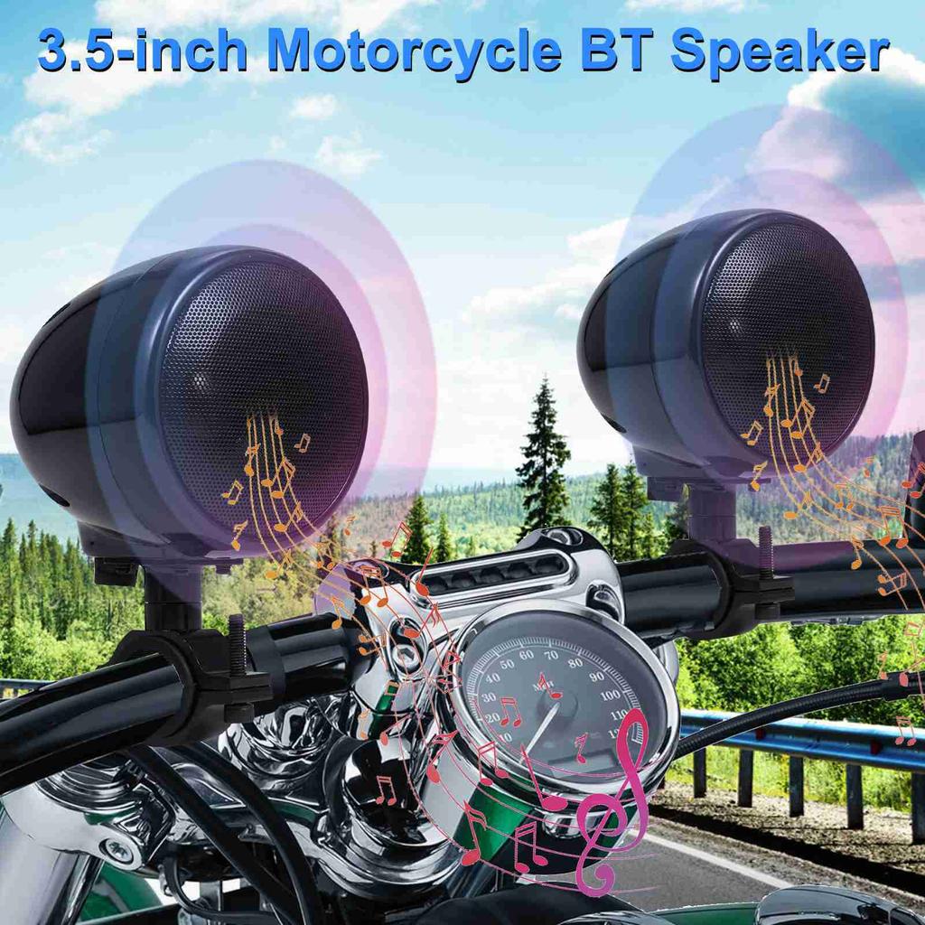 3.5inch Water Resistant BT Motorcycle Speaker with Dual 15W Speakers 300W Peak Power with Remote Control Outdoor