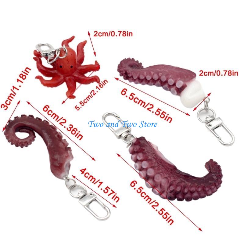 HX6F Octopus and Squid Claw Keyring Decoration Bag Pendant Multifunctional Keychain Charm Stylish Phone Charm Decoration