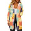 Women's Fashionable Printed  Long Sleeved Drawstring Hooded Zipper Pocket Long Casual Sweatshirt Jacket
