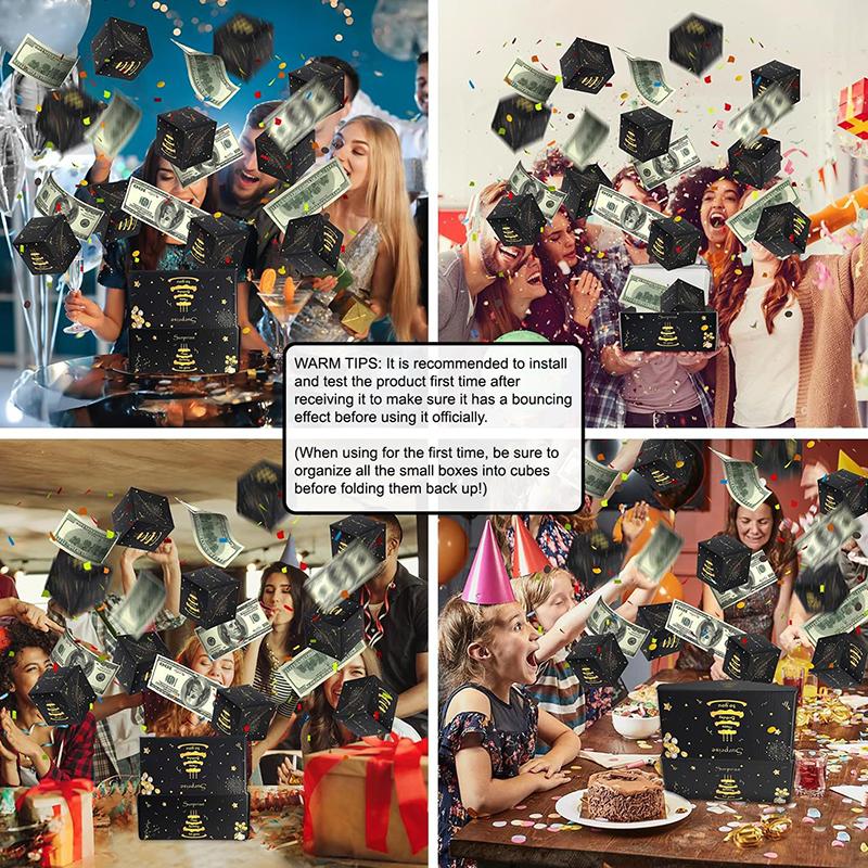 10Pcs Folding Explosion Surprise Gift Boxes Black Gold Bounce Surprise Gift Box Bouncing Box Valentine'S Day Gift