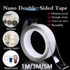 1 Roll 1m Transparent Nano Tape Washable Reusable Double-sided Adhesive 30mm W