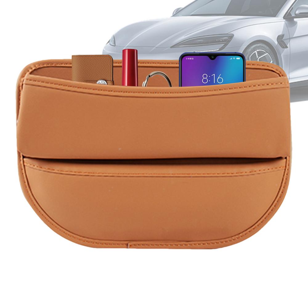 Заполнитель щели между сиденьем и консолью, Бокс для хранения сбоку, Кожаный органайзер для переднего сиденья автомобиля, Заполнитель щели, Бокс для хранения внутри автомобиля