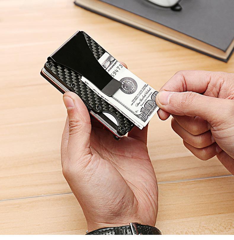 Мужской многофункциональный кошелек для карт из углеродного волокна с защитой от кражи RFID
