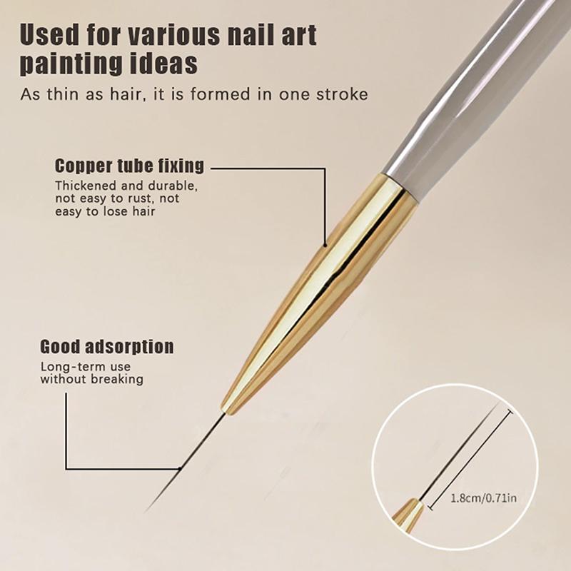 5Pcs Acrylic Handle Extremely Fine Nail Art Liner Pen Diy Painting Brush Drawing Lines Stripe Flower Painting Pen Uv Gel Brush